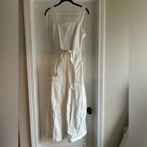 Copper Key Off-white Denim Tie-Waist Maxi Jumpsuit